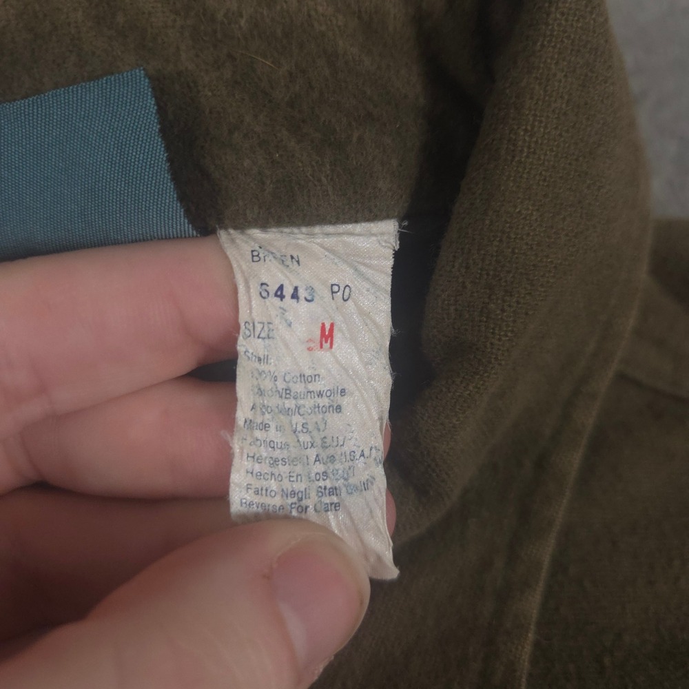 VINTAGE Woolrich Shirt Mens M Green Chamois Cotton Heavyweight Made in USA 90s - Picture 4 of 10